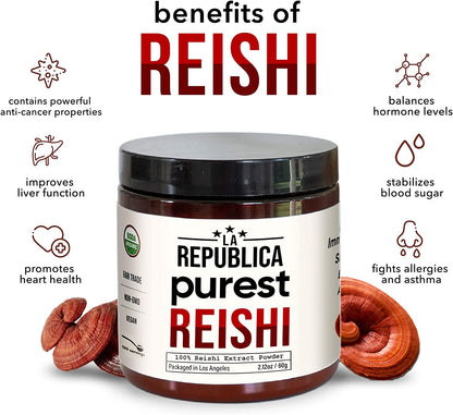 USDA Organic Purest Reishi Mushroom 4:1 Extract Powder - La Republica