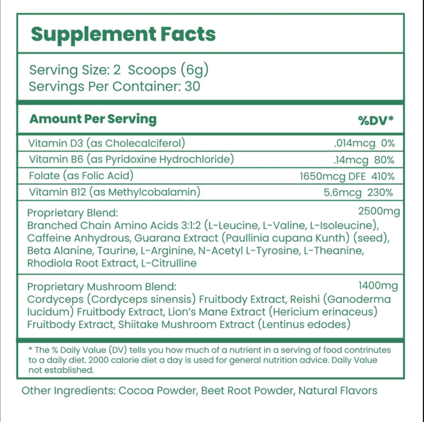 Root Strength Mushroom Energy Blend (Pre-Workout) With Cocoa - Arete Adaptogens