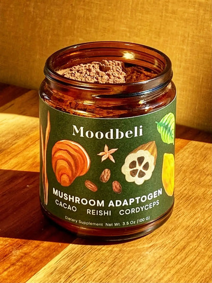 Mushroom Adaptogen - Reishi, Cordyceps, Raw organic cacao Extract - Moodbeli