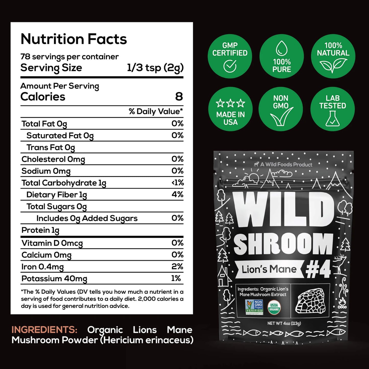 Shroom #4 Lion's Mane Mushroom Extract - Wild Foods Co